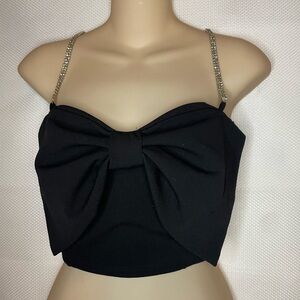 Windsor Black Crop Top with Glitter Straps